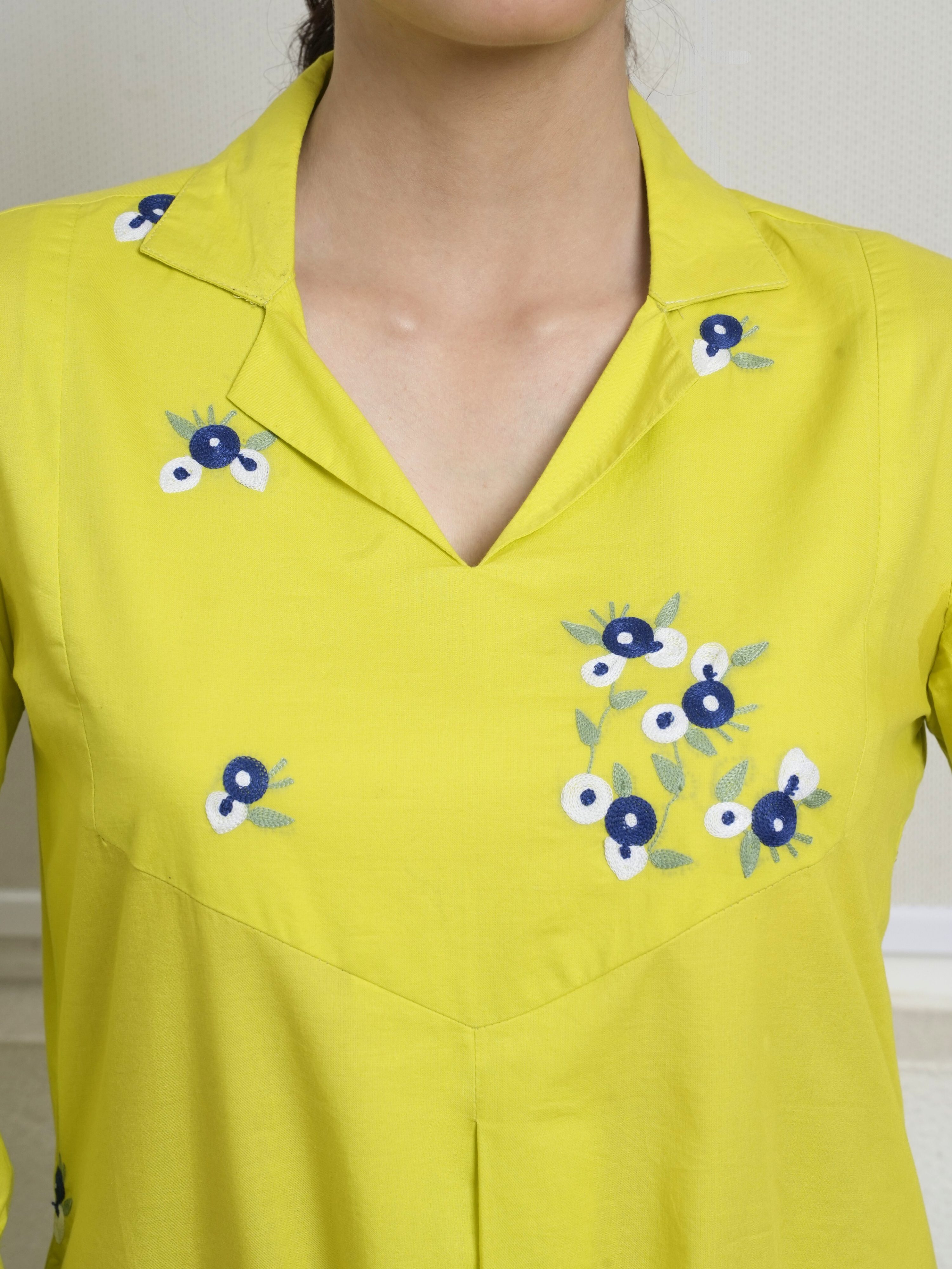 Lime Green Cotton Modal Kurta Pant