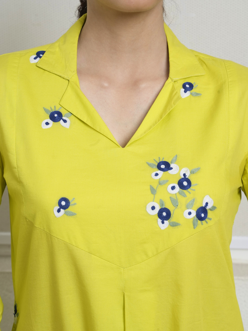 Lime Green Cotton Modal Kurta Pant