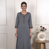 Gray South Handloom Round with Slit Neck Kurta for Women's