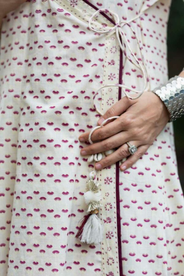 Cream Cotton A Line Kurta