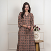 Brown Cotton Kalamkari Collar Neck Kurta For Women's
