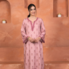 Dusty Rose Pink Viscose Twill Kurta Pant Set For Women's