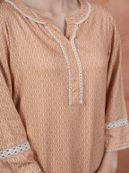Peach Viscose Twill Round with Slit Kurta Salwar Set For Women's
