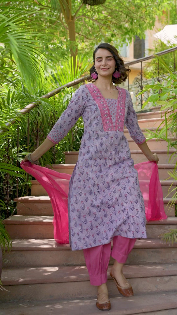 Kriti Handblock Straight Kurta