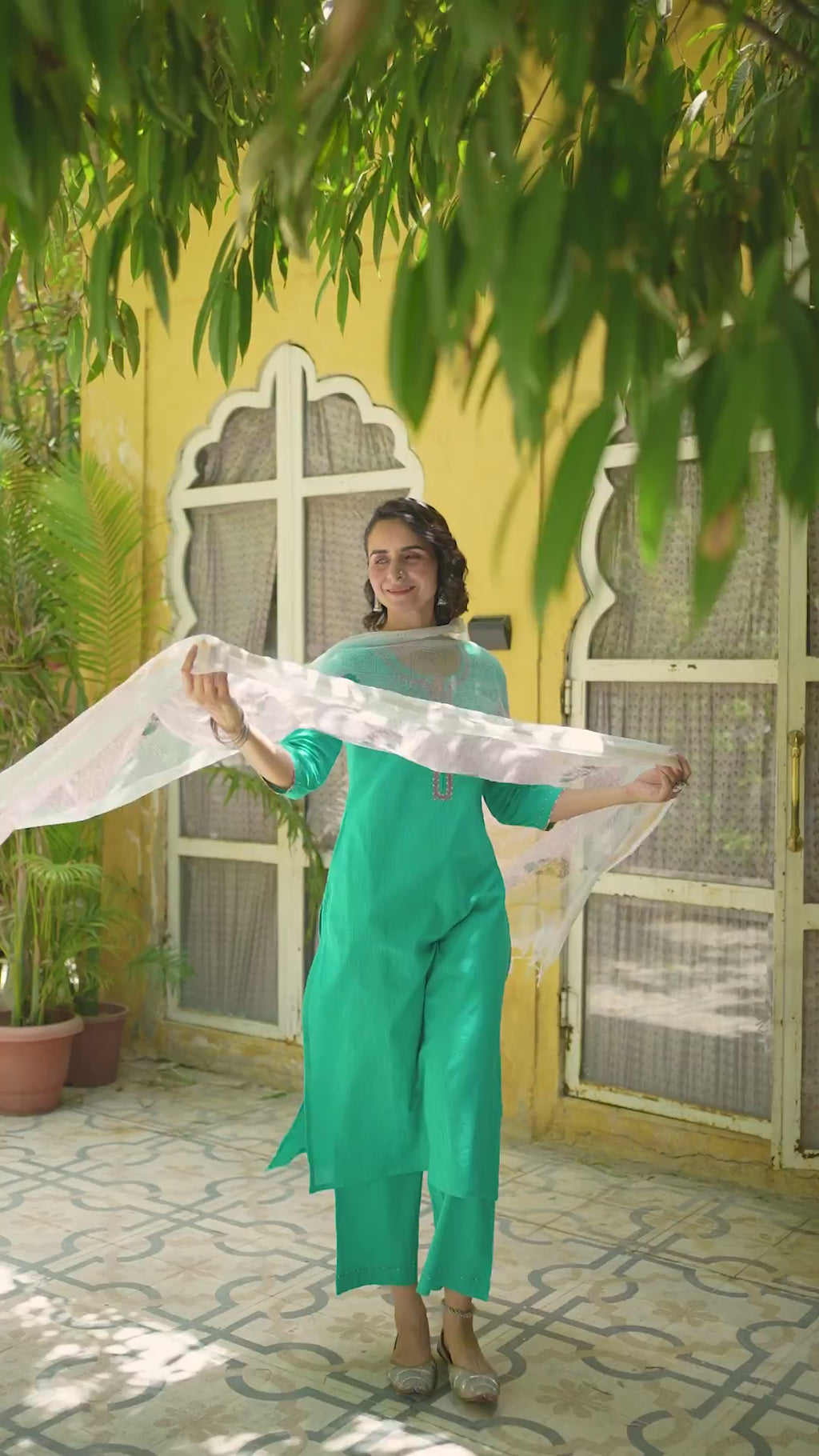Rama Green Cotton Slub Complete Suit Set For Women's