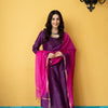 Brinjal Chanderi Complete Suit Set For Women's