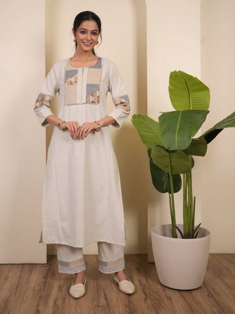Off White Woolen Kurta Pant