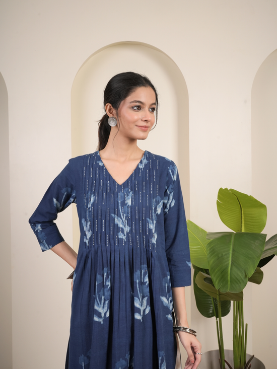 Indigo Cotton Kurta For Women's