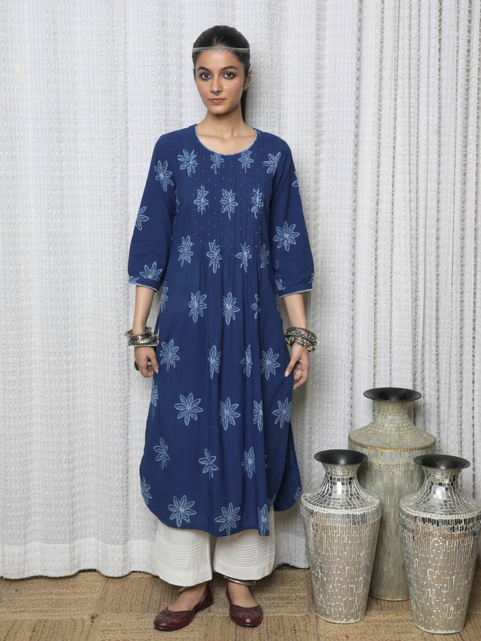 Indigo Cotton Kurta For Women's