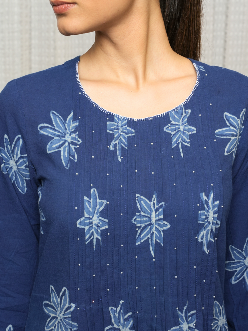 Indigo Cotton Kurta For Women's