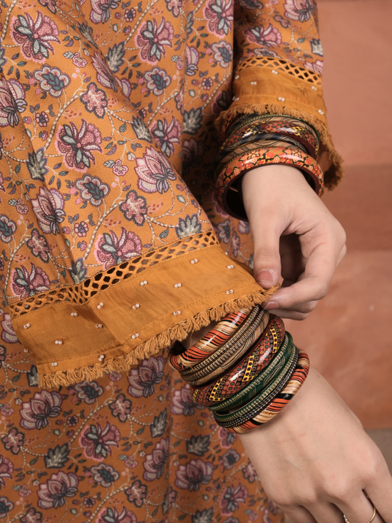 Mustard Viscose Twill Kurta Pant
