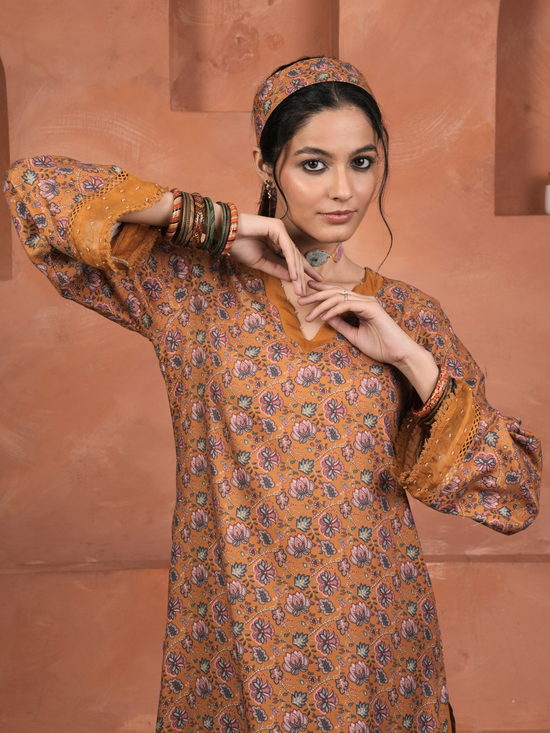 Mustard Viscose Twill Kurta Pant