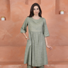 Sage Green Cotton Handloom Round Neck Kurta Pant Set