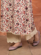 Cream Viscose Twill Jaal Print Kurta For Women's