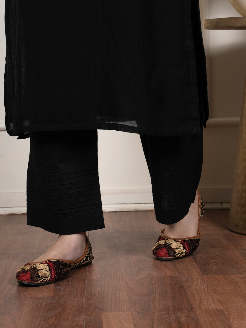 Black South Handloom Round Neck Kurta For Women's