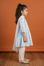 White And Blue Kurta Salwar Dupatta