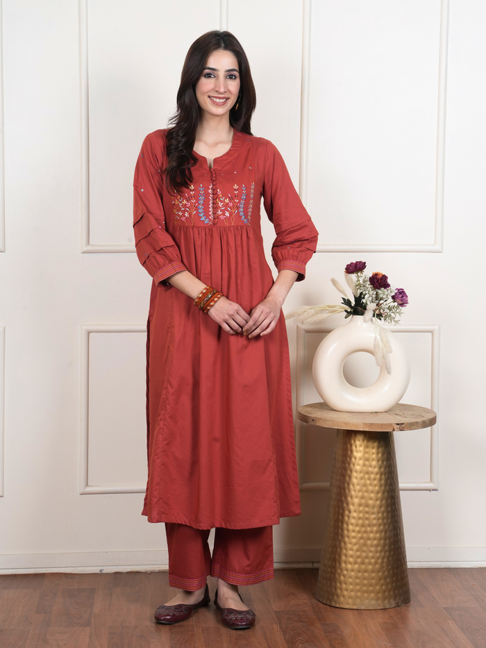 Rust Orange Kurta Pant