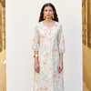 White With Multicolored Cotton Round Floral Print Kurta Pant Set For Women's